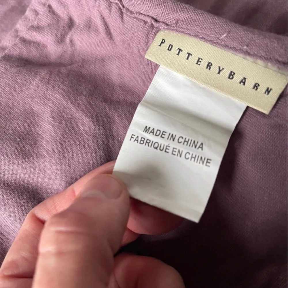 Pottery Barn King Quilt & 2 Shams Dusty Mauve Cotton Textured Bedding Set